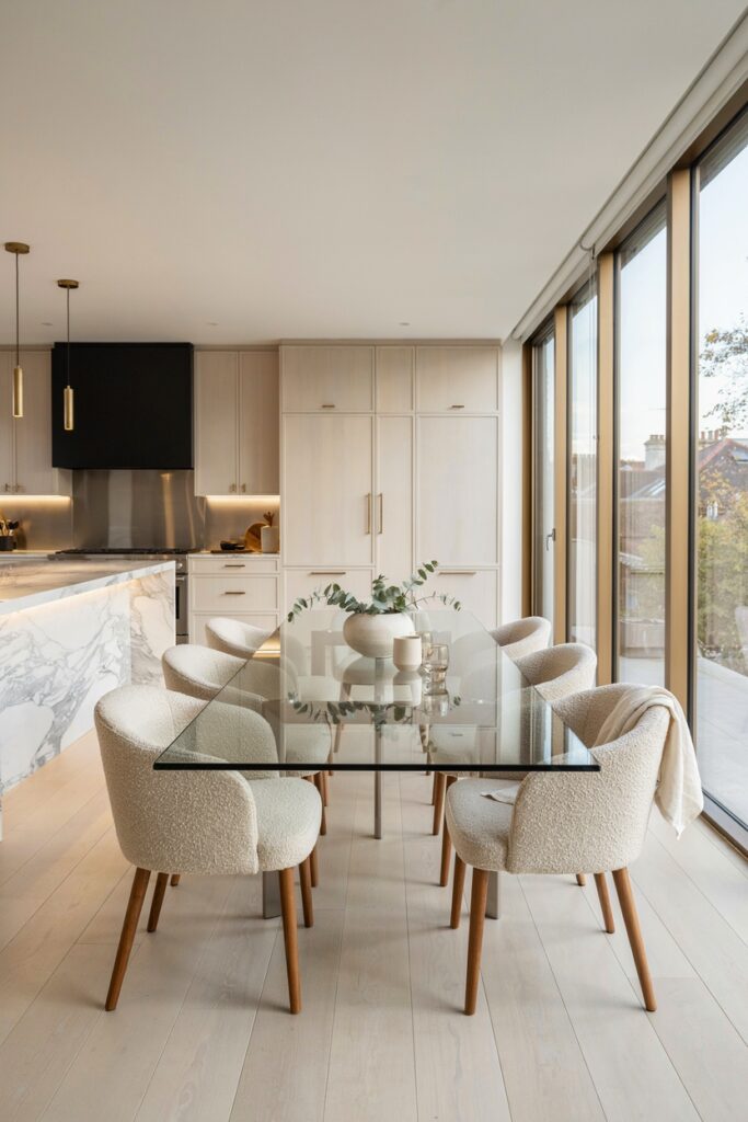 Glass Dining Table Kitchen Design