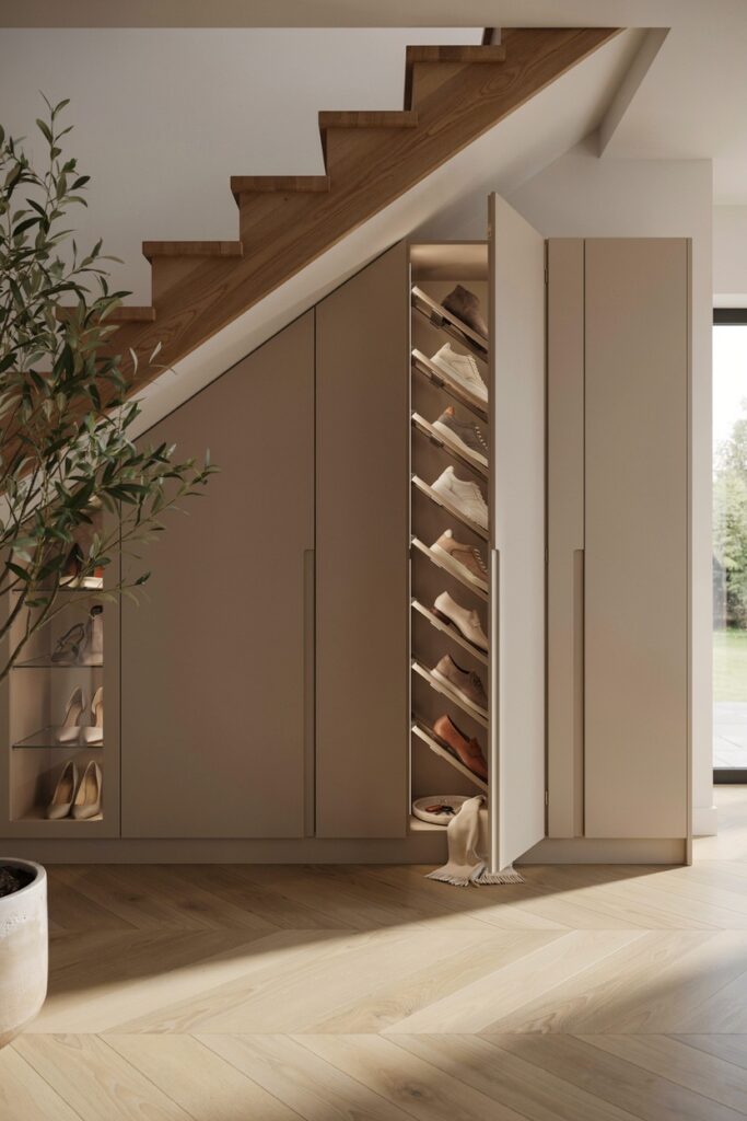 Under-Stair Shoe Storage Wall