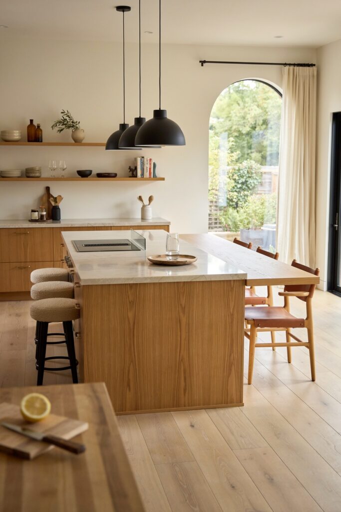 Kitchen Island with Attached Dining Table