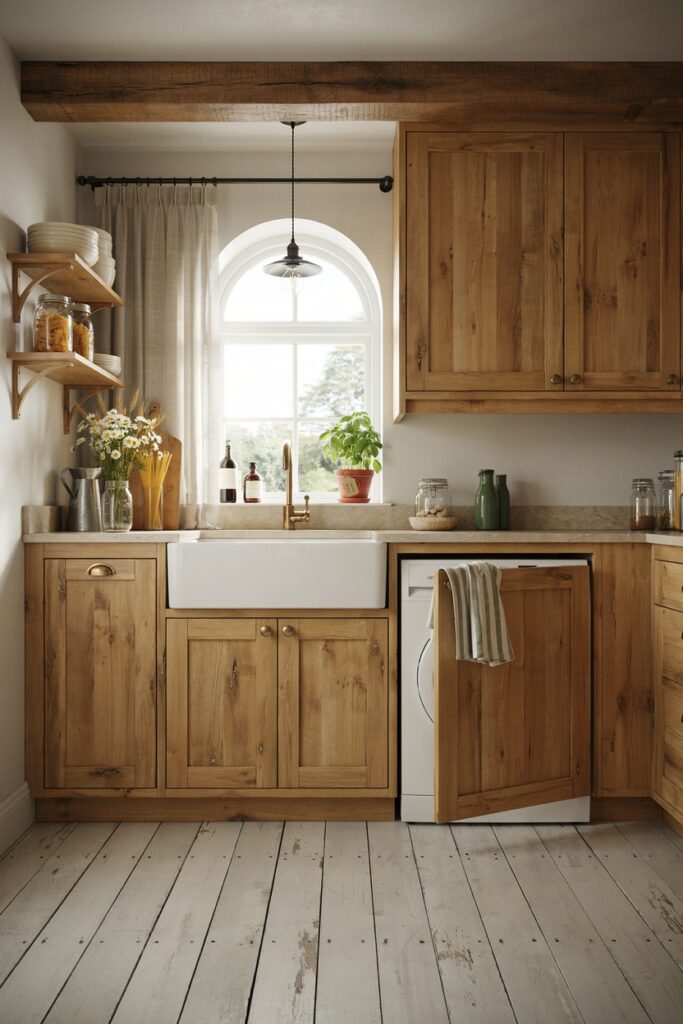 Rustic Wood Kitchen with Washer