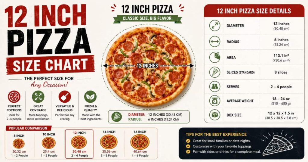 12 Inch Pizza Size Chart: Slices, Servings, Calories & Portion Guide 12-Inch Pizza Size Chart