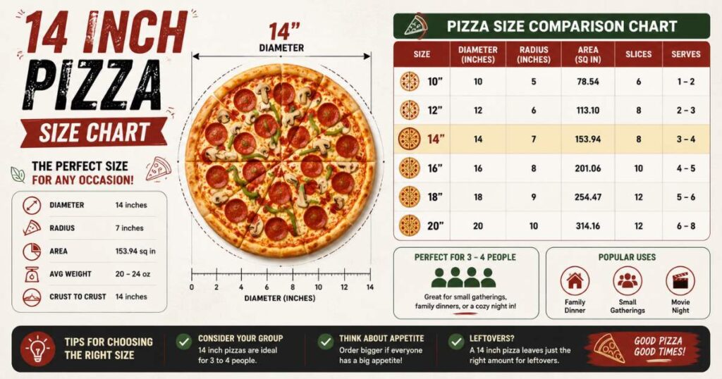 14 Inch Pizza Size Chart: Slices, Servings, Calories & Portion Guide 14 Inch Pizza Size Chart