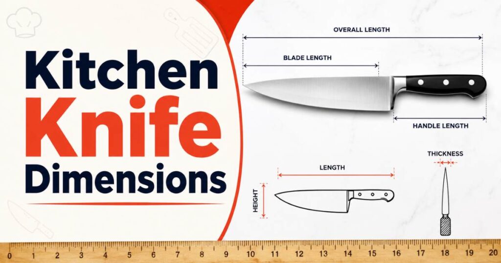 Kitchen Knife Dimensions: Complete Size Guide Kitchen knife dimensions infographic