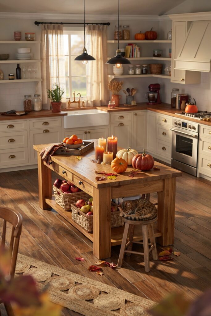 Cozy Pumpkin Island Kitchen