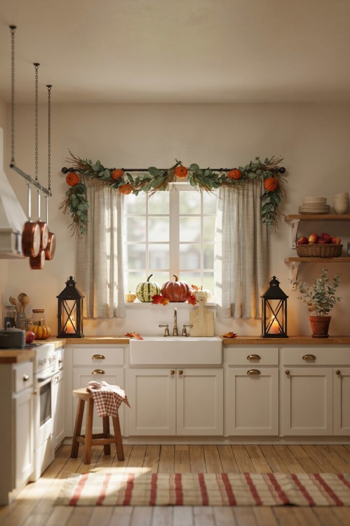 Fall Window Decor Kitchen