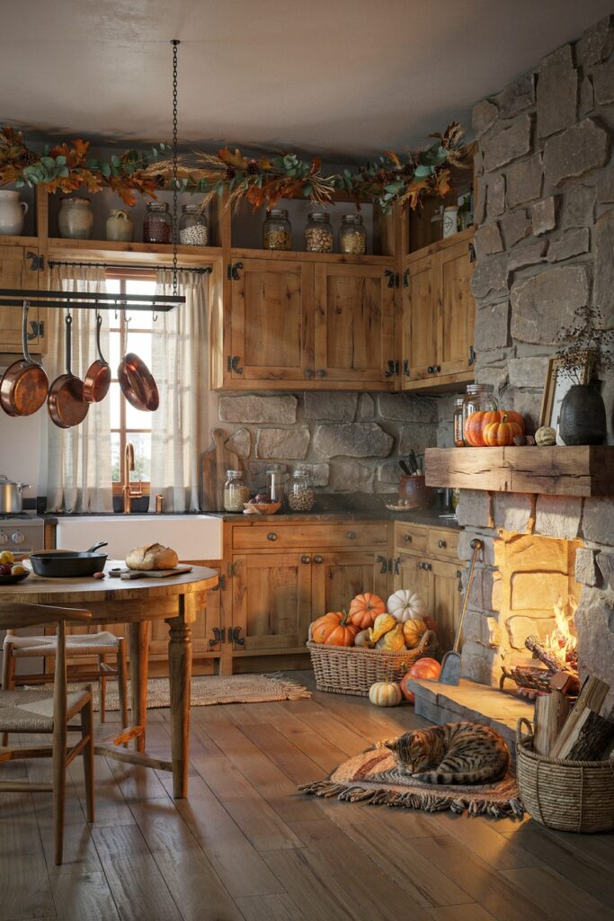 Rustic Stone & Wood Fall Kitchen