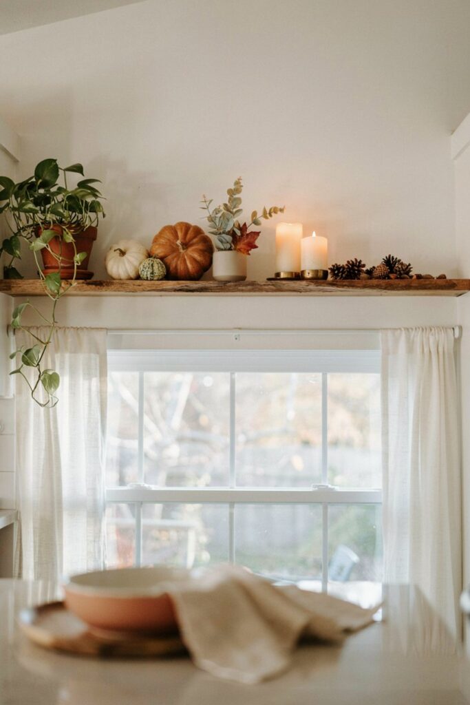Floating Wood Shelf Window Display
