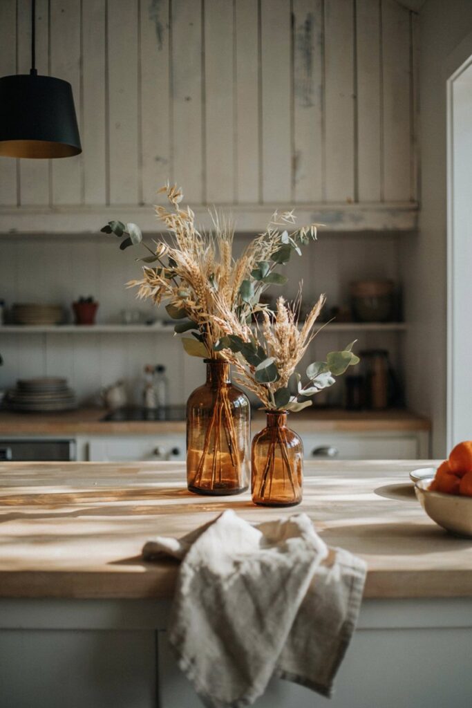 Amber Glass Vase Arrangement