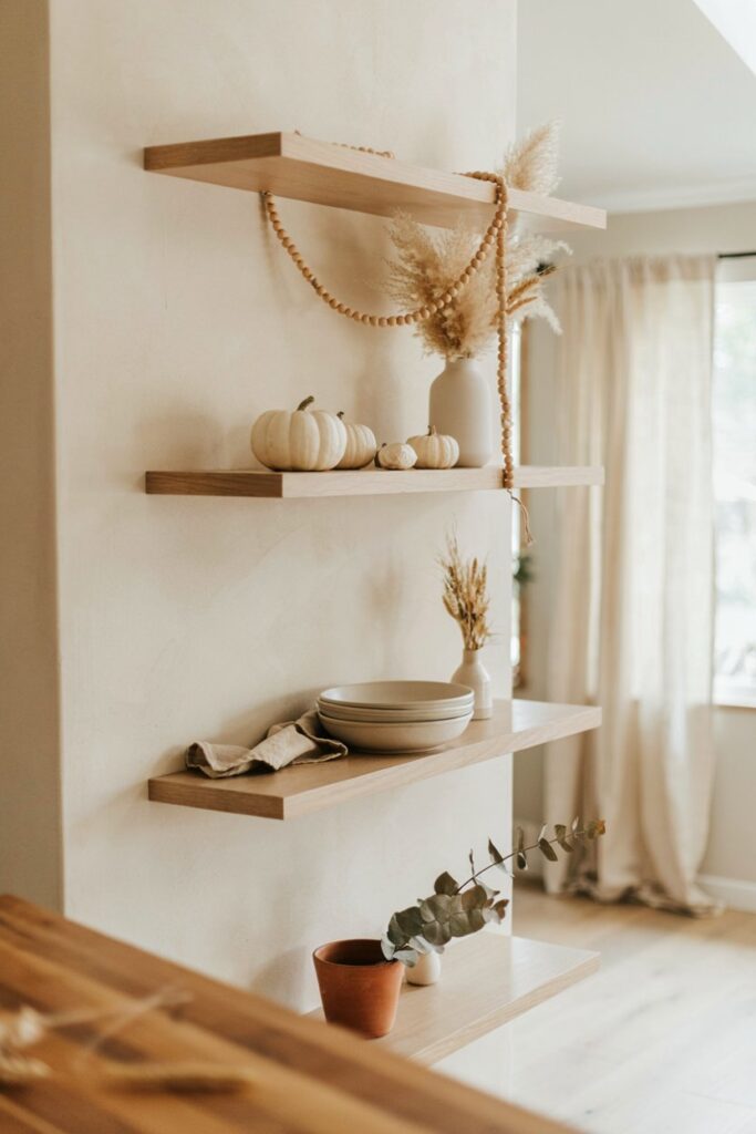 Neutral Farmhouse Shelf Styling