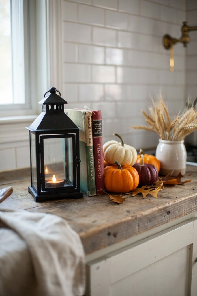 Vintage Lantern Shelf Display