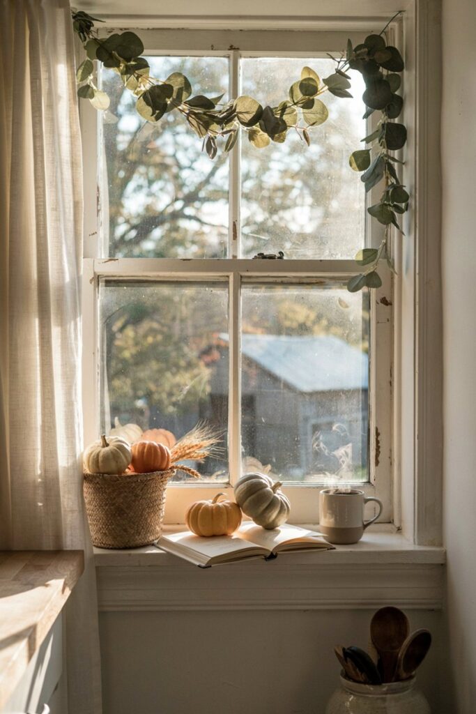 Pumpkin & Eucalyptus Window Sill Display