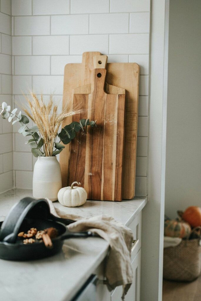 Rustic Wooden Cutting Board Display
