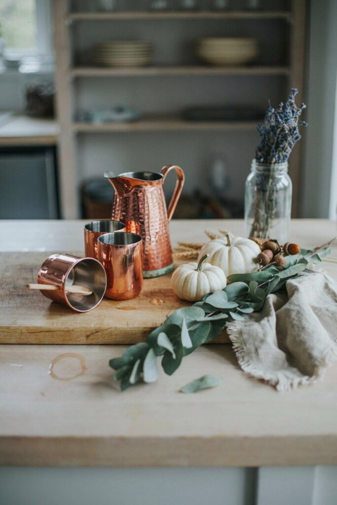 Copper Accents with Fall Greenery