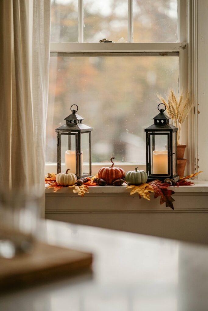 Vintage Lantern Window Display