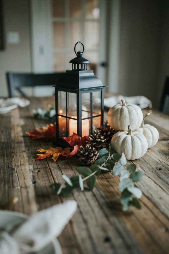 Lantern & Greenery Table Display