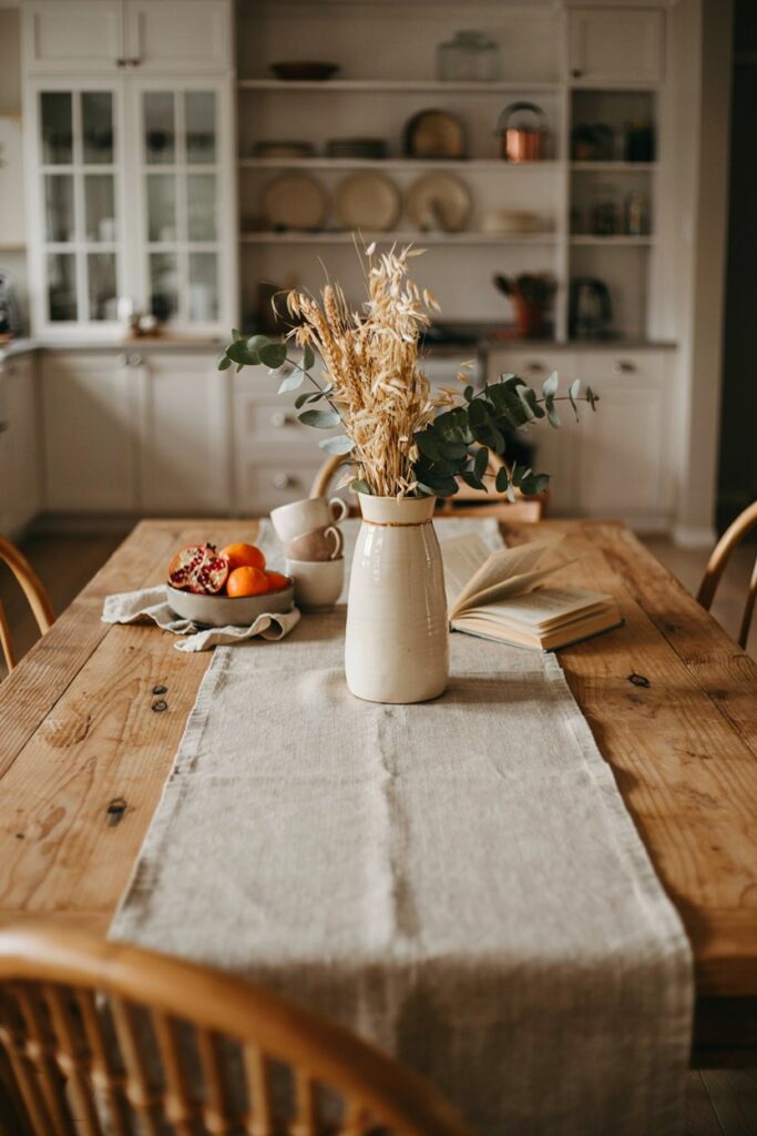 Wheat & Eucalyptus Table Arrangement
