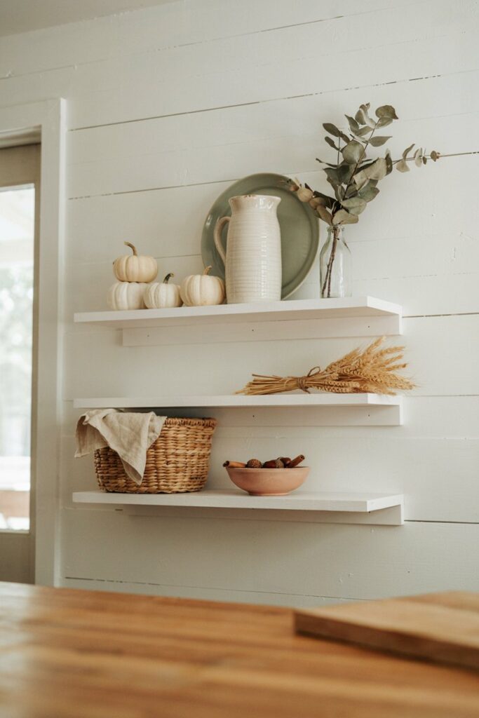 Open Shelves with Autumn Accents