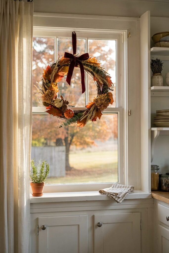 Hanging Wreath Inside the Window