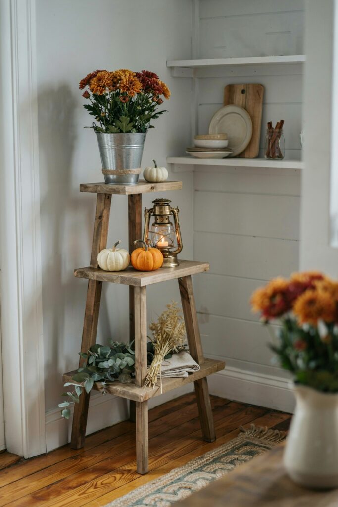 Corner Plant Stand with Autumn Styling