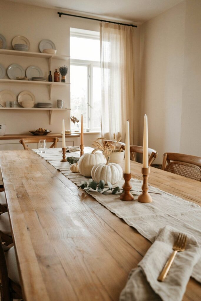 Neutral White Pumpkin Tablescape