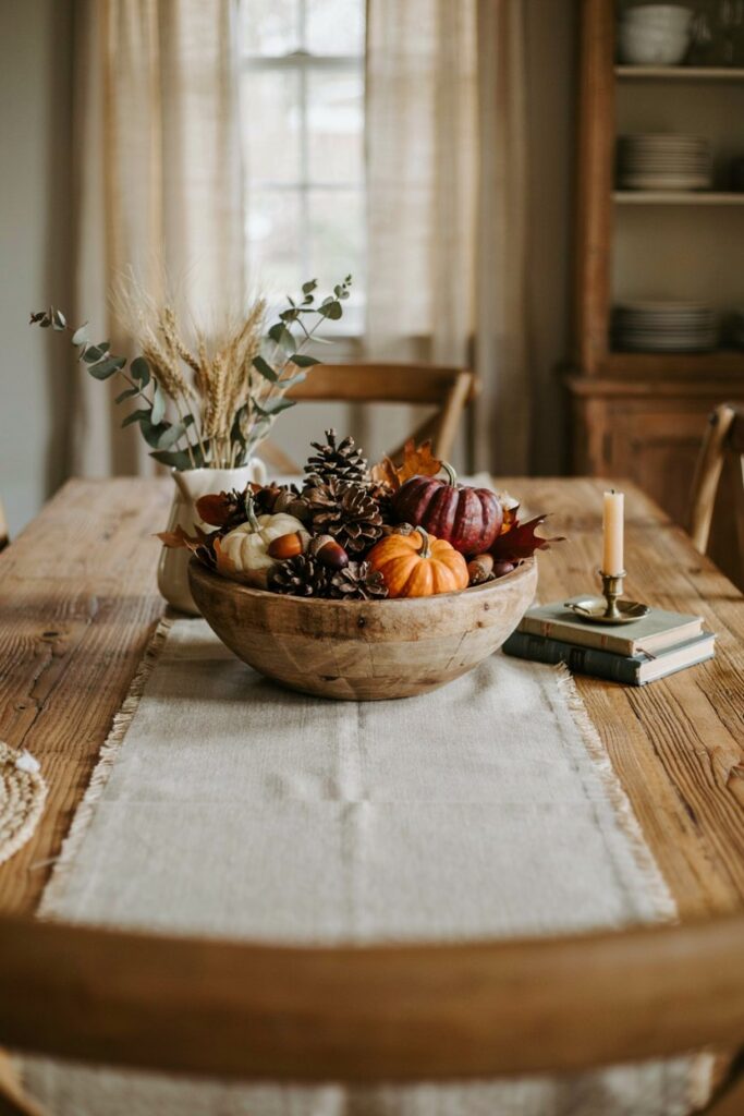 Rustic Wooden Dough Bowl Display