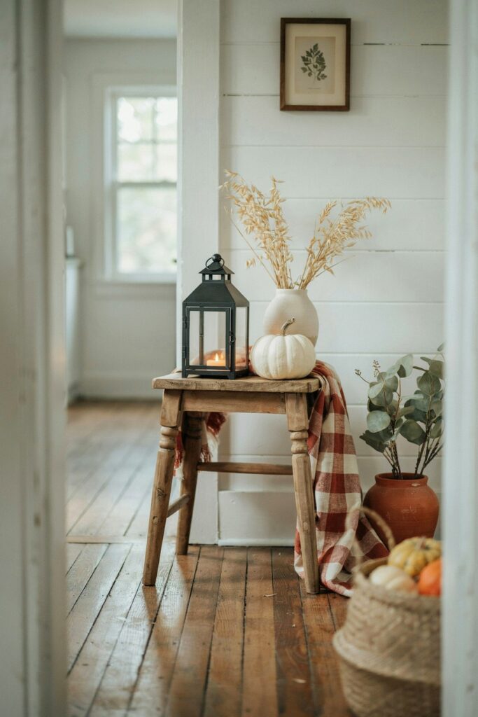 Wooden Stool Fall Corner Decor