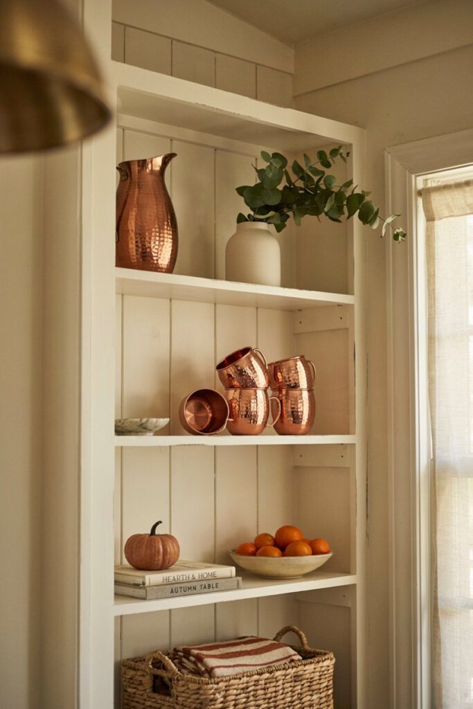 Copper Accents with Autumn Greenery