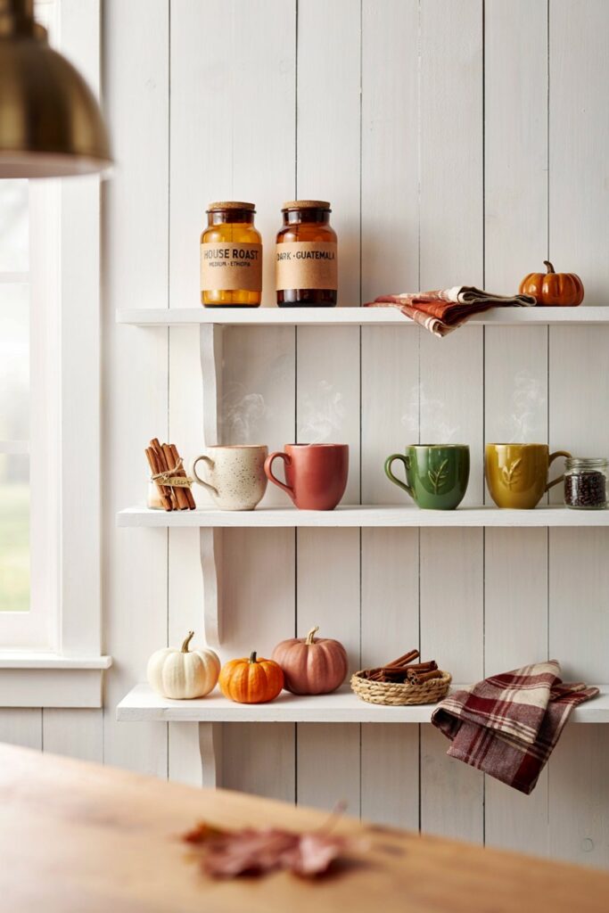 Fall Mug & Coffee Station Shelf