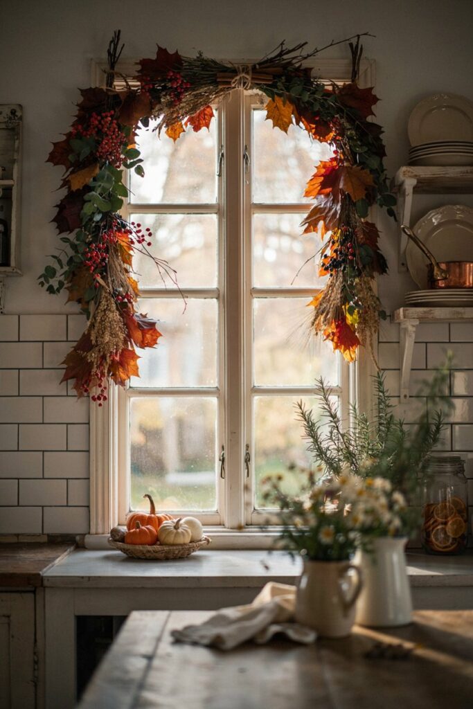 Fall Garland Across the Window