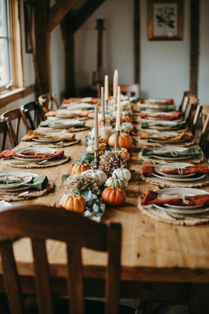 Layered Place Settings with Fall Linens