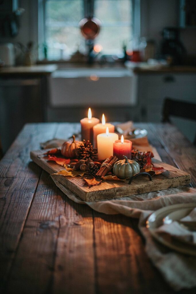 Acorn & Pinecone Wooden Tray Display