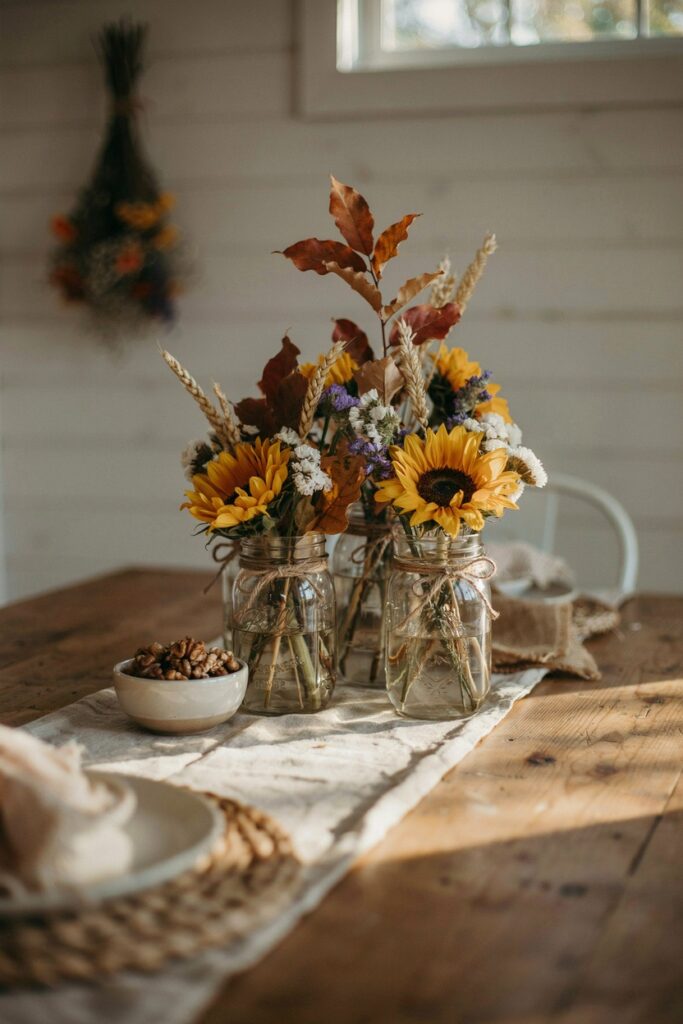 Mason Jar Autumn Arrangement