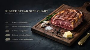 Ribeye Steak Size Chart: Weight, Thickness & Cooking Guide