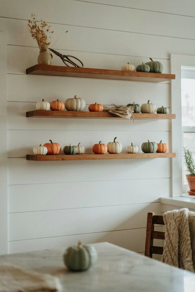 Mini Pumpkin Shelf Styling