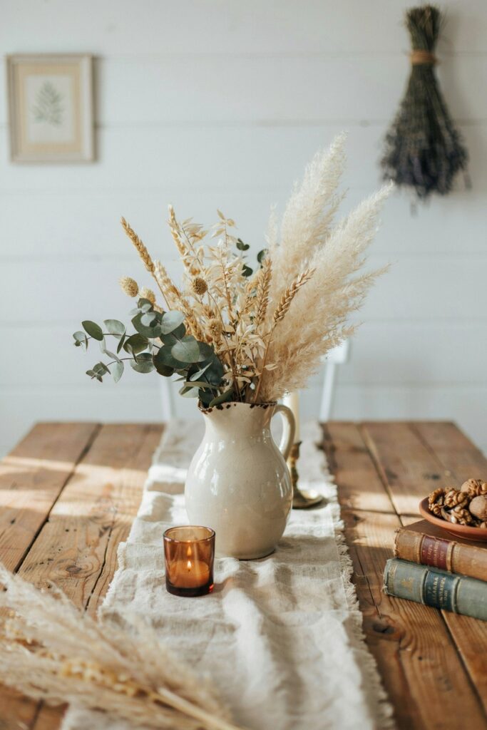 Vintage Pitcher with Dried Flowers