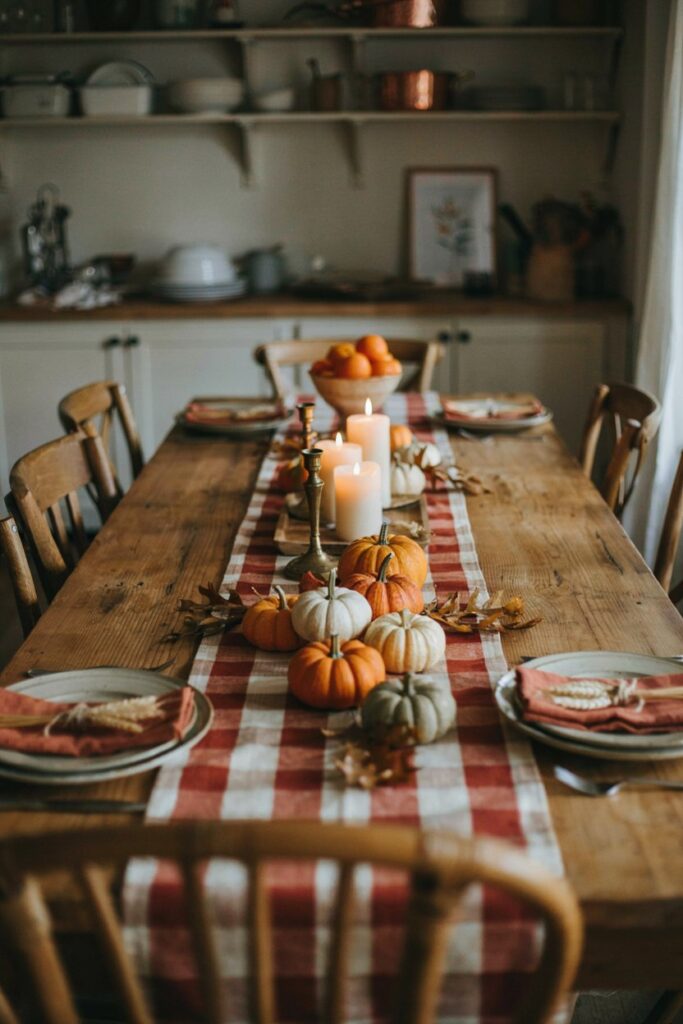 Plaid Runner with Autumn Accents