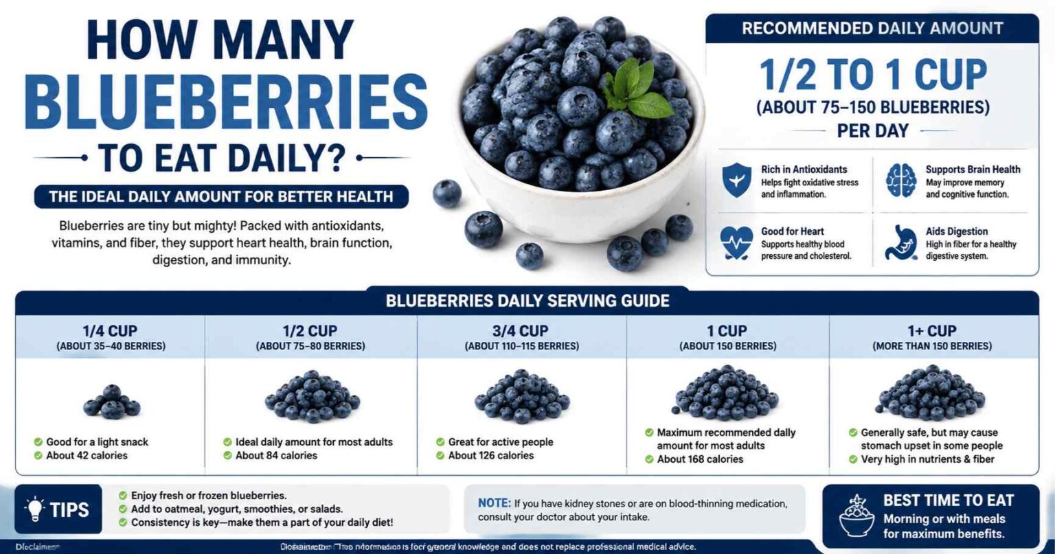 How Many Blueberries to Eat Daily? Serving Size, Benefits & Nutrition Guide Blueberry Daily Intake Guide