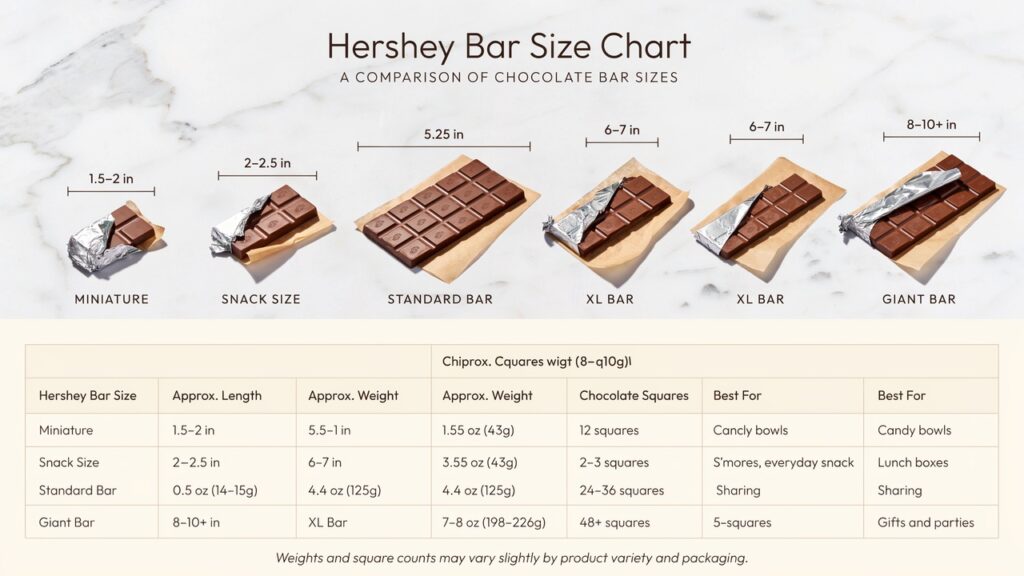 Hershey Bar Size Chart
