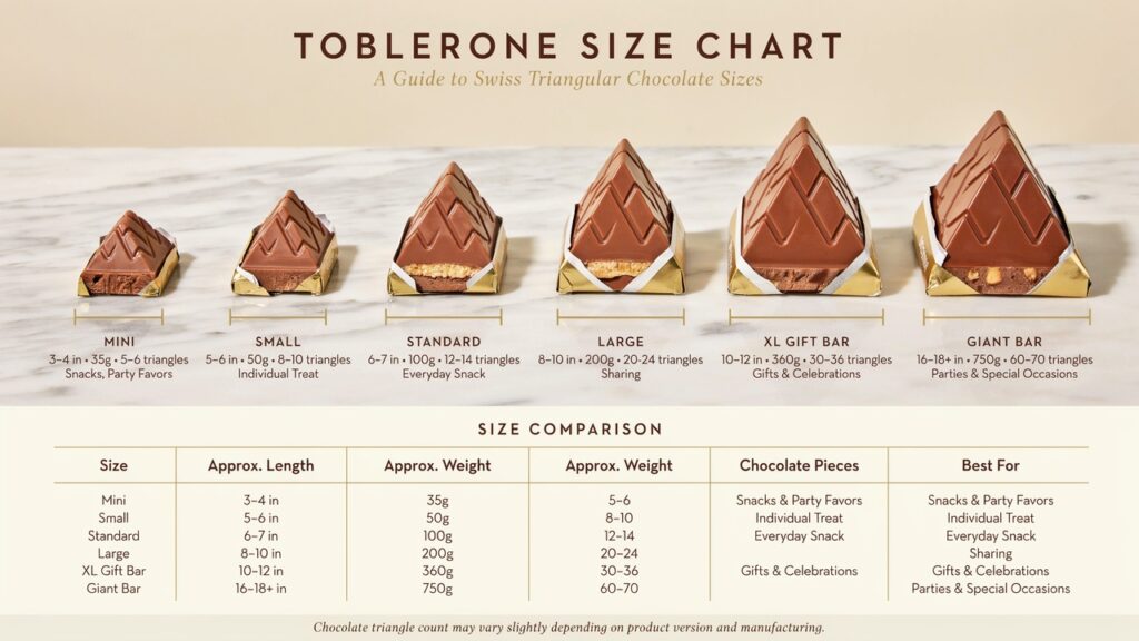 Toblerone Size Chart