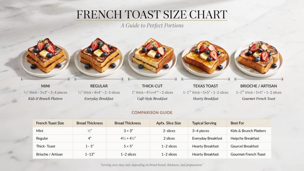 French Toast Size Chart