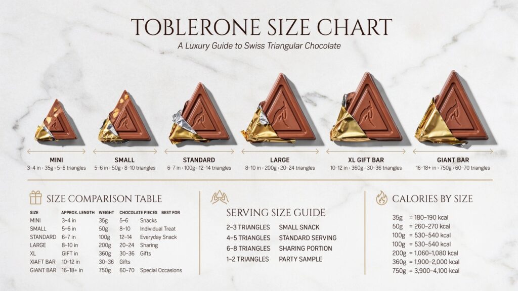 Toblerone Size Chart: Chocolate Bar Sizes & Serving Guide