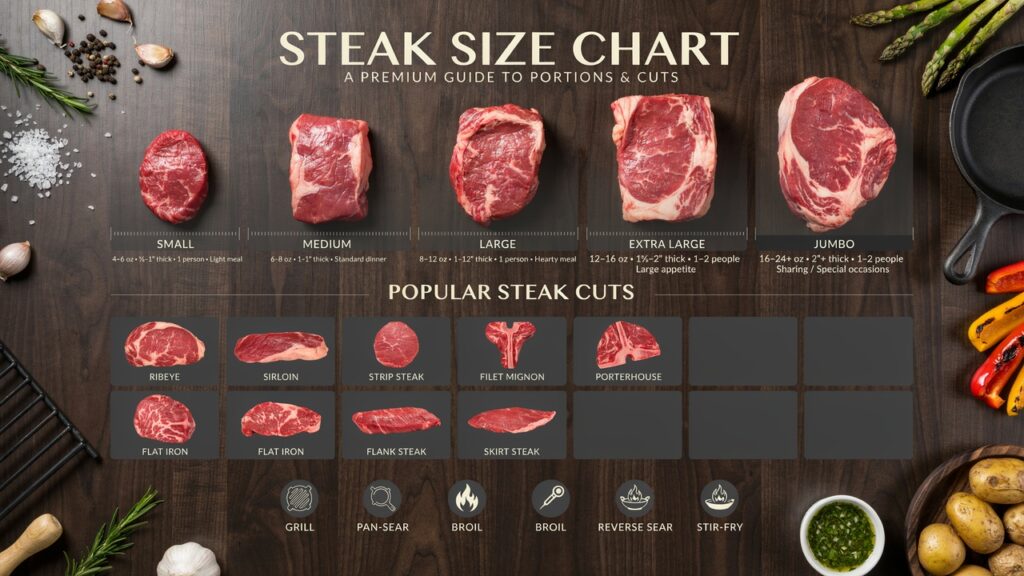 Steak Size Chart: Weight, Thickness, Calories & Serving Guide
