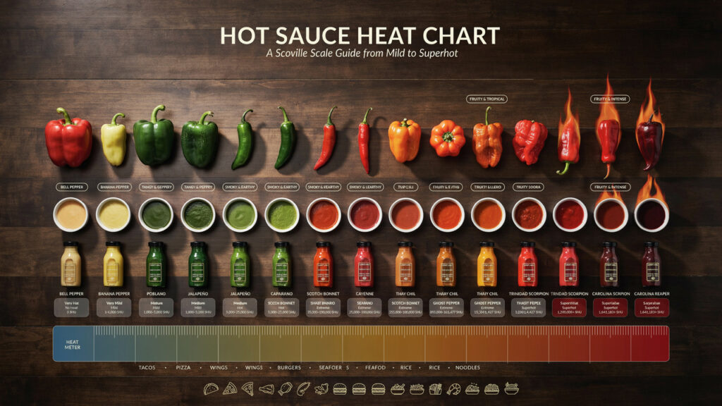 Hot Sauce Heat Chart: Scoville Levels, Pepper Types & Heat Guide