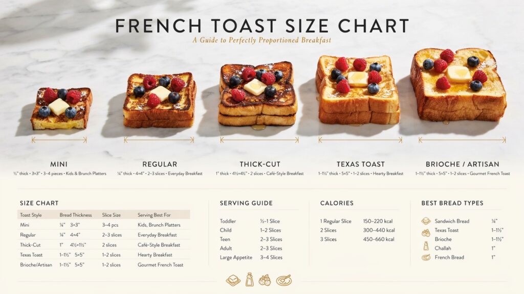 French Toast Size Chart: Slice Sizes, Serving Portions & Guide