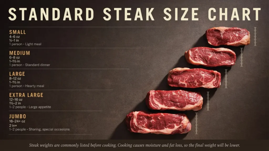 Standard Steak Size Chart