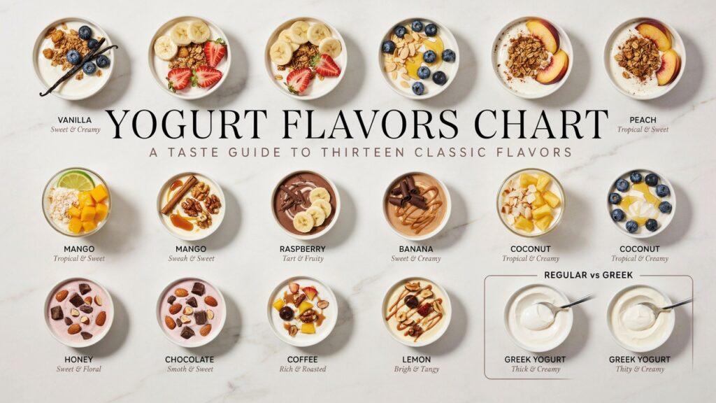 Yogurt Flavors Chart: Popular Flavors, Sweetness & Best Uses Yogurt Flavors Chart: Popular Flavors, Sweetness & Best Uses