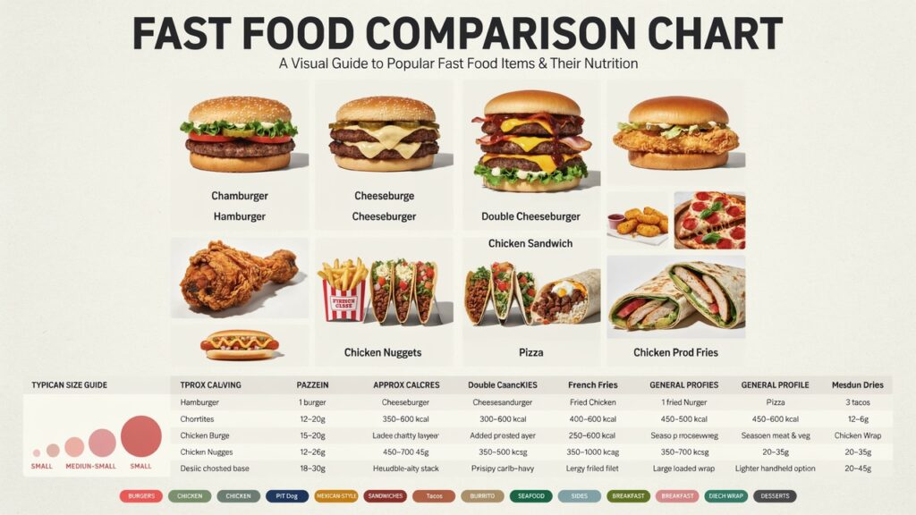 Fast Food Comparison Chart: Foods, Protein & Serving Sizes