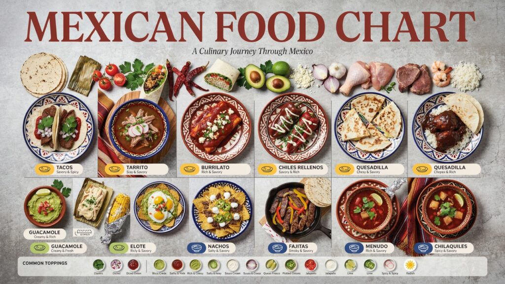 Mexican Food Chart: Popular Dishes, Flavors & Best Uses Mexican Food Chart: Popular Dishes, Flavors & Best Uses