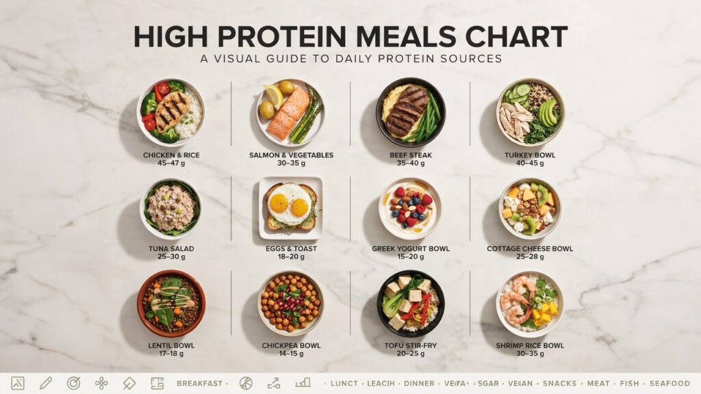High Protein Meals Chart: Protein-Rich Foods, Serving Sizes