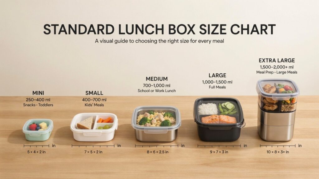 Standard Lunch Box Size Chart